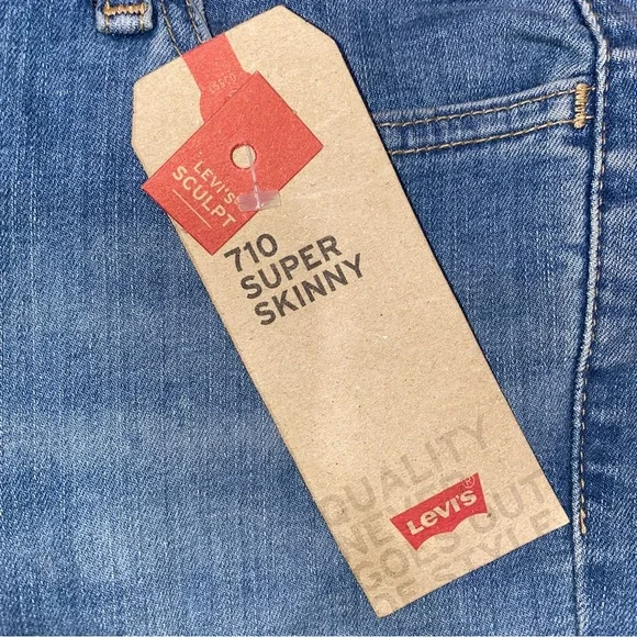 Women's LEVIS 710 super skinny Light Blue Jeans 25 - Picture 3 of 4